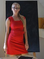 Nude Secretary, red-dress-white-underwear_001